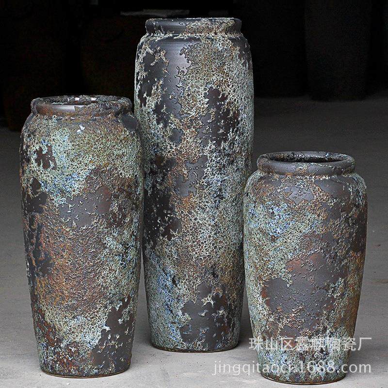 复古景德镇陶瓷器落地花干花颜色釉窑变客厅酒店别墅摆件大花
