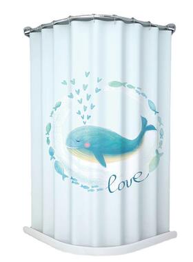 弧形浴帘浴杆免浴打孔伸缩加厚不锈浴杆浴室淋房扇形L型U形淋钢杆