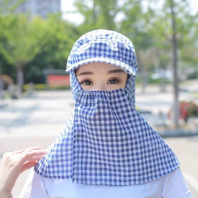 防晒帽子女夏季护颈面罩凉帽采茶