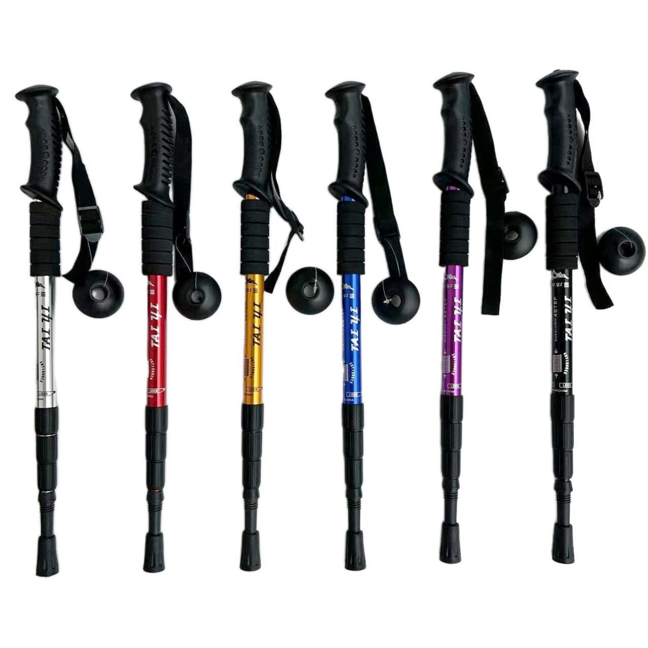 弯柄拐杖高强度登山杖爬山徒步老人户外四节直柄手杖