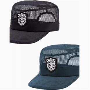 新款夏季保安物业执勤帽网眼透气速干帽子男女可带门卫工作帽平顶