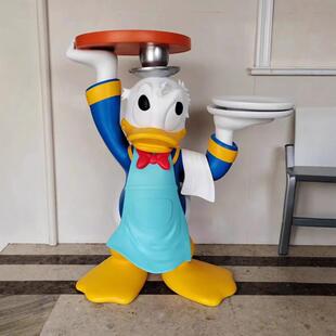 卡通顶住鸭托盘公仔玻璃钢雕塑客厅送礼落地装饰唐老鸭居家大摆件