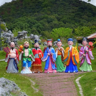 户外八仙过海玻璃钢雕塑仿真人物吕洞宾园林寺庙神像大型落地摆件