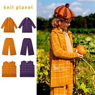 Knit Planet秋冬新款婴儿宝宝男女童复古格子马甲呢子外套长裤55