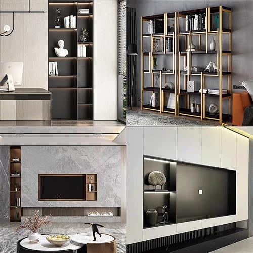 不锈钢装饰柜红酒柜展示架吊柜实心金属钢板柜背景墙开放格嵌入式