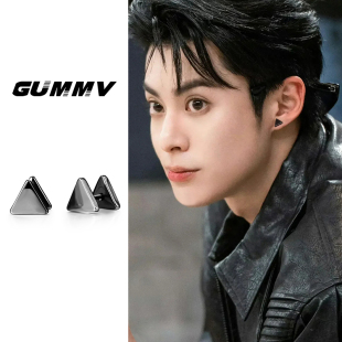 小巧精致帅气个性 三角形耳钉男小众设计感简约耳骨钉男士 潮流耳饰
