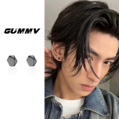 黑色耳夹男中性小众简约男式 艺术生耳饰男 精致高级男生耳骨夹男士