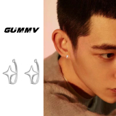 小众耳饰高级耳夹中性简约轻奢星星男士 假耳环男生 耳骨夹女一体式