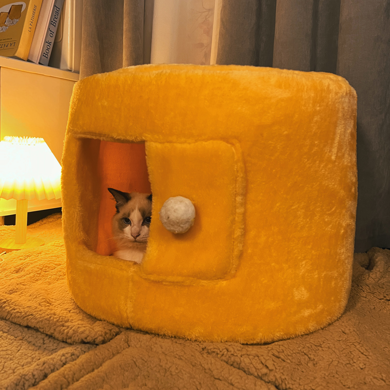 猫窝冬季保暖冬天加厚新品半封闭式猫床猫帐篷睡觉的窝防寒