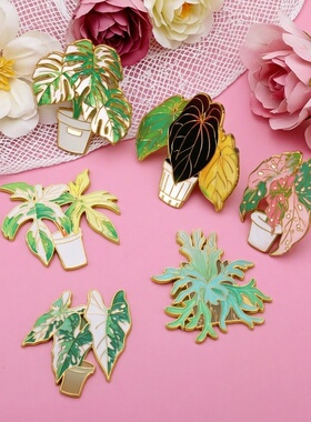 创意热带绿植系列冰箱贴彩叶芋强磁个性文创金属冰箱贴新潮装饰