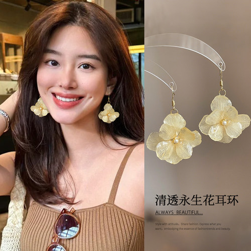 独特永生花大耳环新款爆款高级
