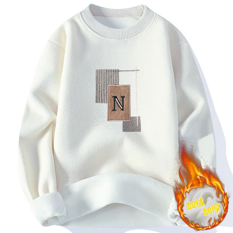 2024新款冬季毛衣男一体绒圆领软糯毛线衣青年百搭加绒打底针织衫,男装,针织衫/毛衣,淘宝优惠券,粉丝福利购,淘宝优惠卷
