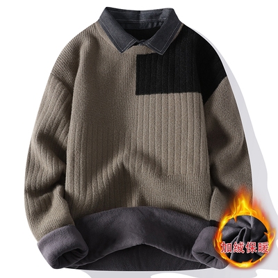 假两件针织打底衫男士毛衣衬