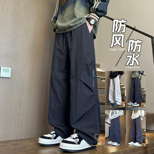 美式工装休闲运动裤男士春秋季潮牌宽松百搭青少年直筒阔腿裤长裤