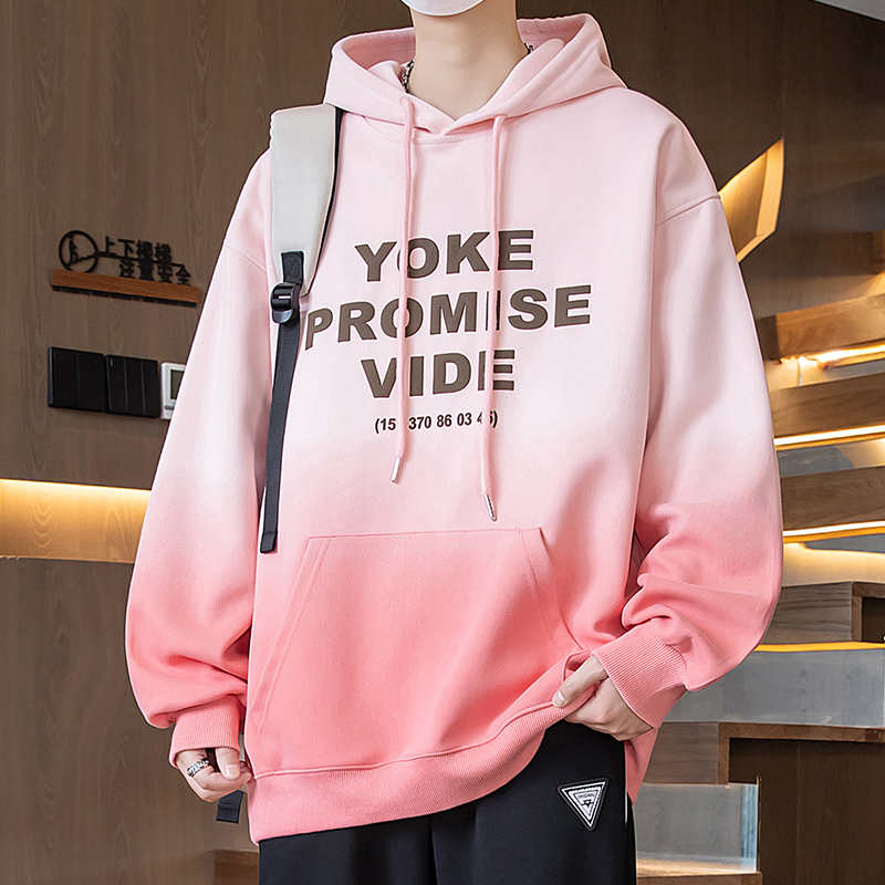 渐变色潮牌连帽卫衣男春秋