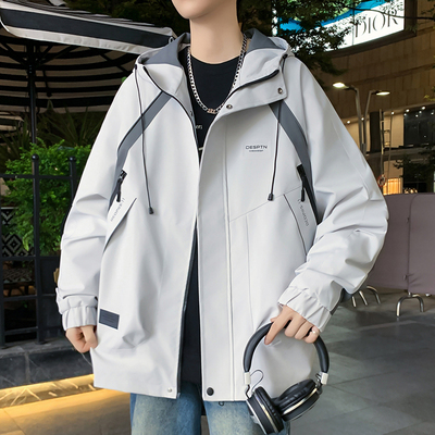 青少年秋冬季冲锋衣外套男加绒加厚帅气夹克初高中学生连帽宽松潮