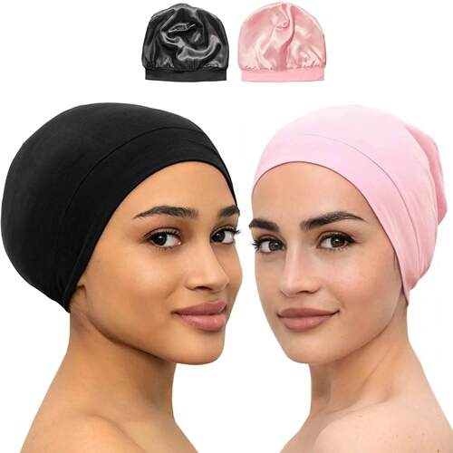 Soft Stch Satin Bonnet Fashion Lined Sleeping Beanie Hat