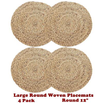 4 Pack Large Round Woven Placemats for Dining Table Kitchen
