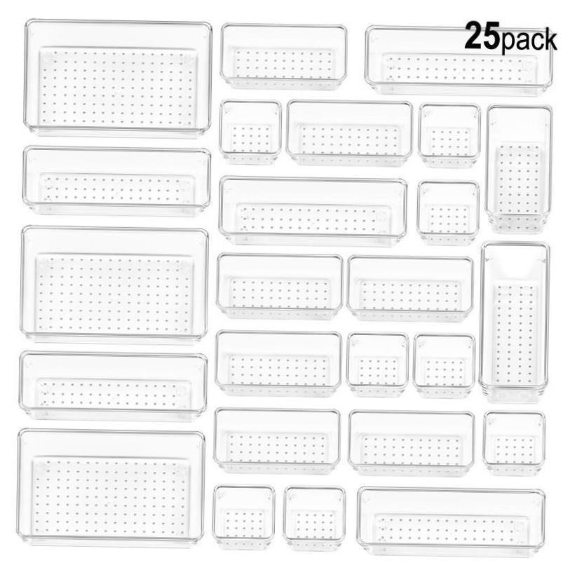 25pcs Plastic storage box set Cubes Drawer Organizer Makeup