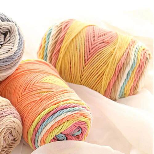 100grams Rainbow Color Hand-woven Cotton Yarn Soft Crochet
