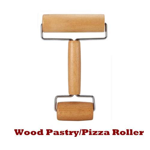 Wood Pastry Pizza Roller Wooden Dough Non-Stick Kitchen