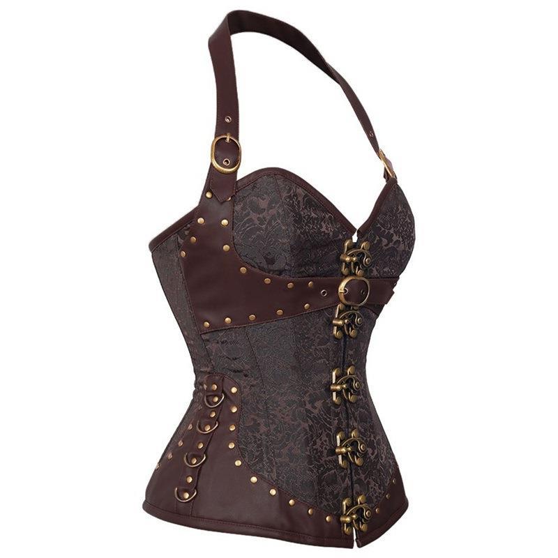 欧美挂脖钢骨宫廷哥特式衣 亚马逊wish跨境Court corset women女