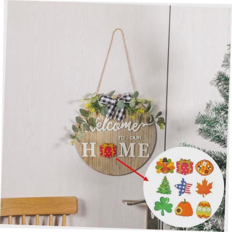 2024new wooden welcome doorplate Christmas Halloween