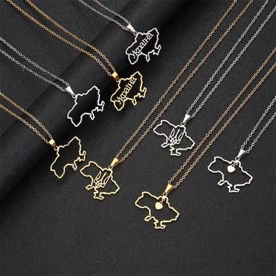 fashion ukraine map pendant necklace women girls jewelry.