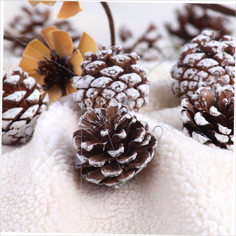 Christmas decoration white edge natural pine tree pendant