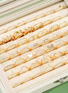 47 piece set of gold rings跨境时尚十字架蝴蝶金色戒指47件套