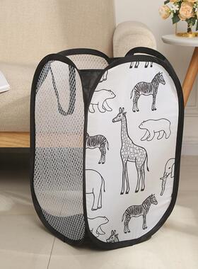 Cartoon Print Laundry Baskets Mesh Laundry Clothes Organizer