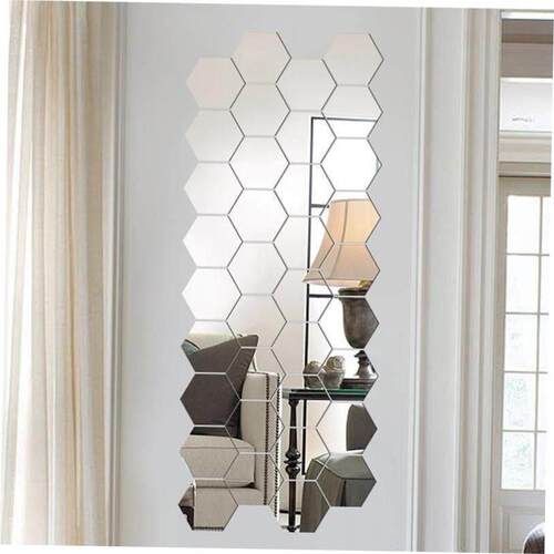 12Pcs 3D Mirror Wall Sticker Home Decor Hexagon Decorations