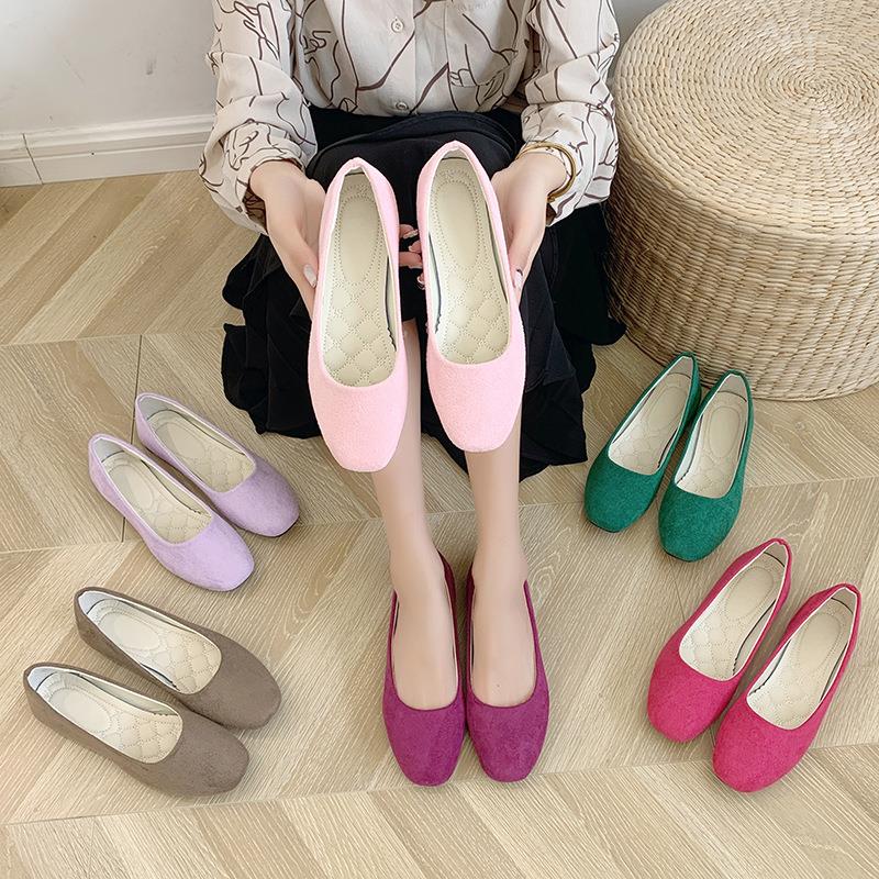 korean women flat shoes office work loafers 夏季大码平底鞋女