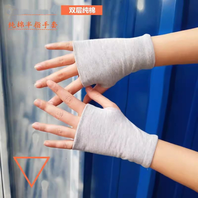 保暖手套女纯棉半指女手臂袖套露指小臂假袖子手腕套男遮疤纹身