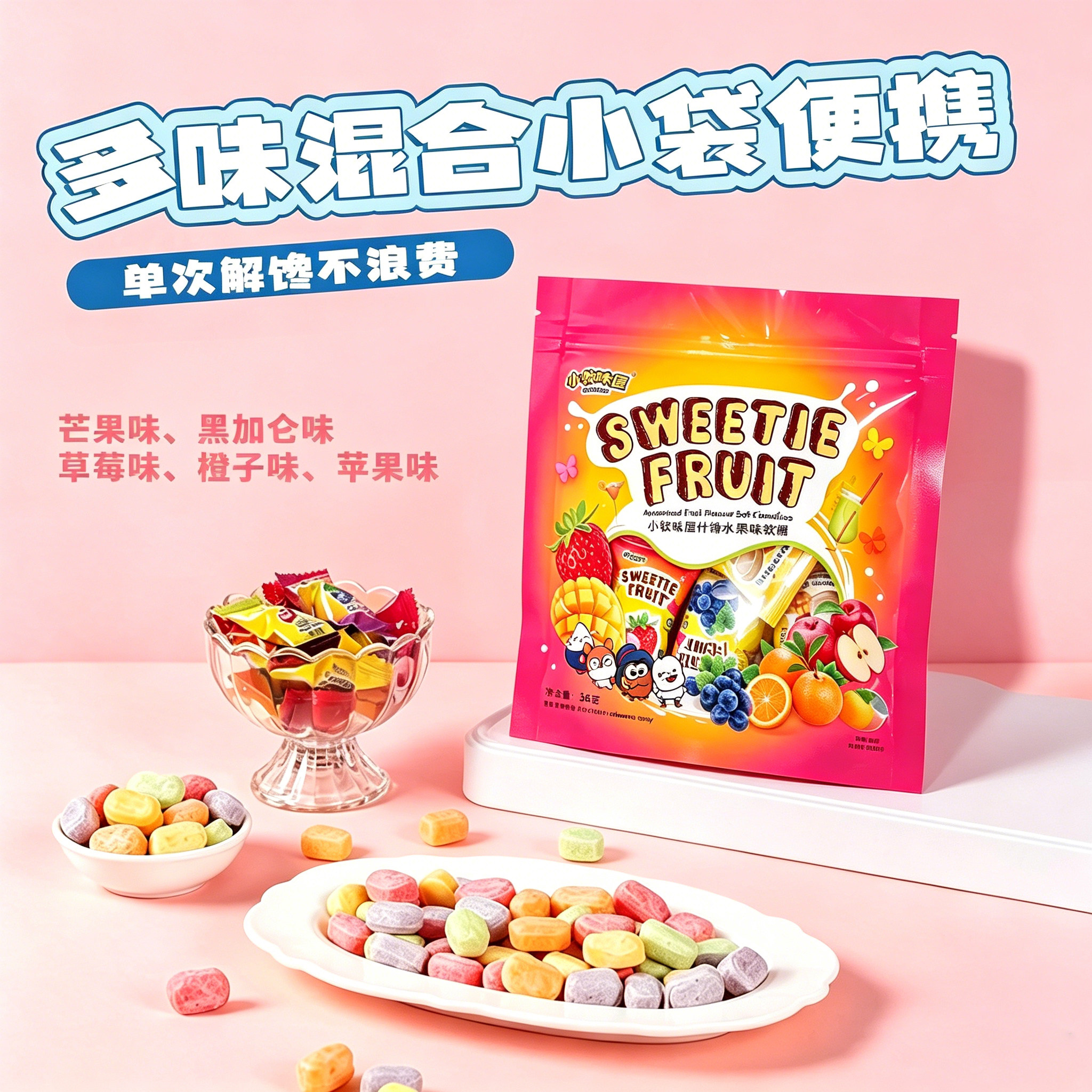 马来西亚进口小牧味屋软糖草莓葡萄味喜糖水果糖结婚糖果年货零食