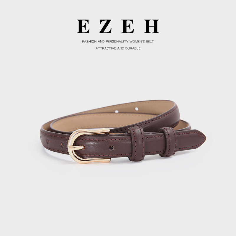 EZEH女简约真皮百搭皮带