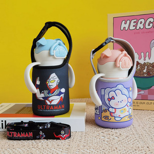 英国Vanow儿童保温杯套保护套吸管水杯套水壶套手提斜挎430 680ml