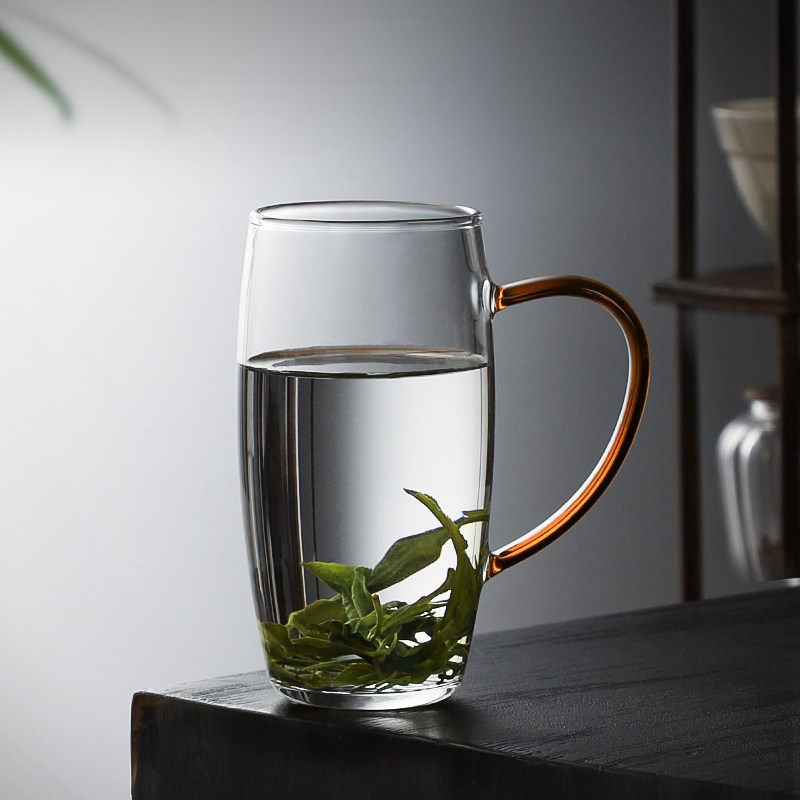 耐高温绿茶杯子玻璃杯泡茶杯带把泡花茶的专用杯女生男士高颜值图片