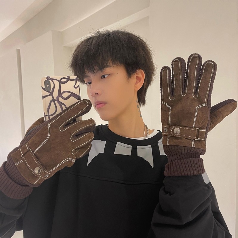 摩托车防寒专用手套冬季保暖加厚防风防滑真皮手套分指摩托车骑行