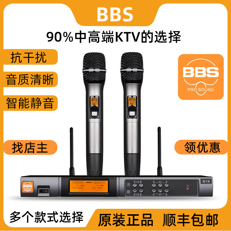 BBSB19H660G18W300无线话筒一拖二u段调频家用ktv舞台演出麦克风