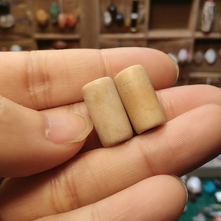 良渚玉桶珠一对10x18m,满百包邮