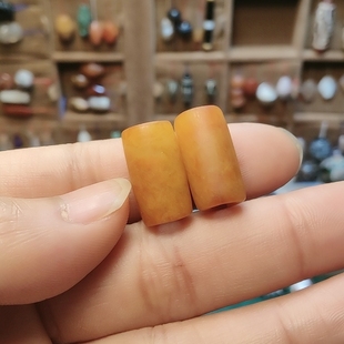 良渚玉桶珠一对10x18m,满百包邮