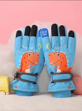 2025新款儿童滑雪加厚保暖防风手套女童可爱中大童骑行防滑手套
