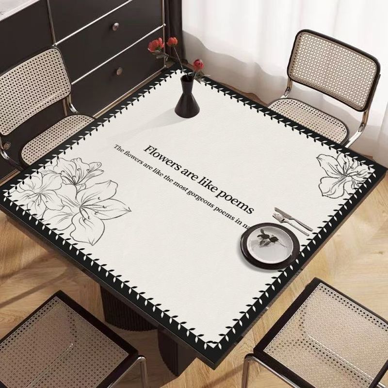 美式郁金香餐桌布防水防油防烫可擦洗皮革餐桌垫家用高级感长方形