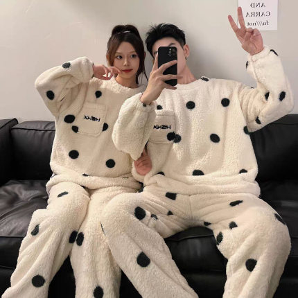 情侣睡衣冬季珊瑚绒加绒加厚保暖法兰绒冬季情侣装家居服套装