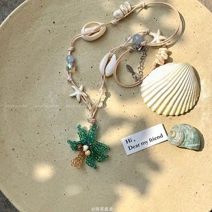 夏季 出片 海边度假风天然贝壳串珠项链女甜美小花锁骨链