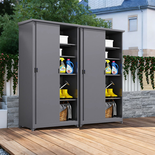 钢制户外阳台柜防晒储物柜推拉门衣柜防水防晒室外收纳大容量带锁