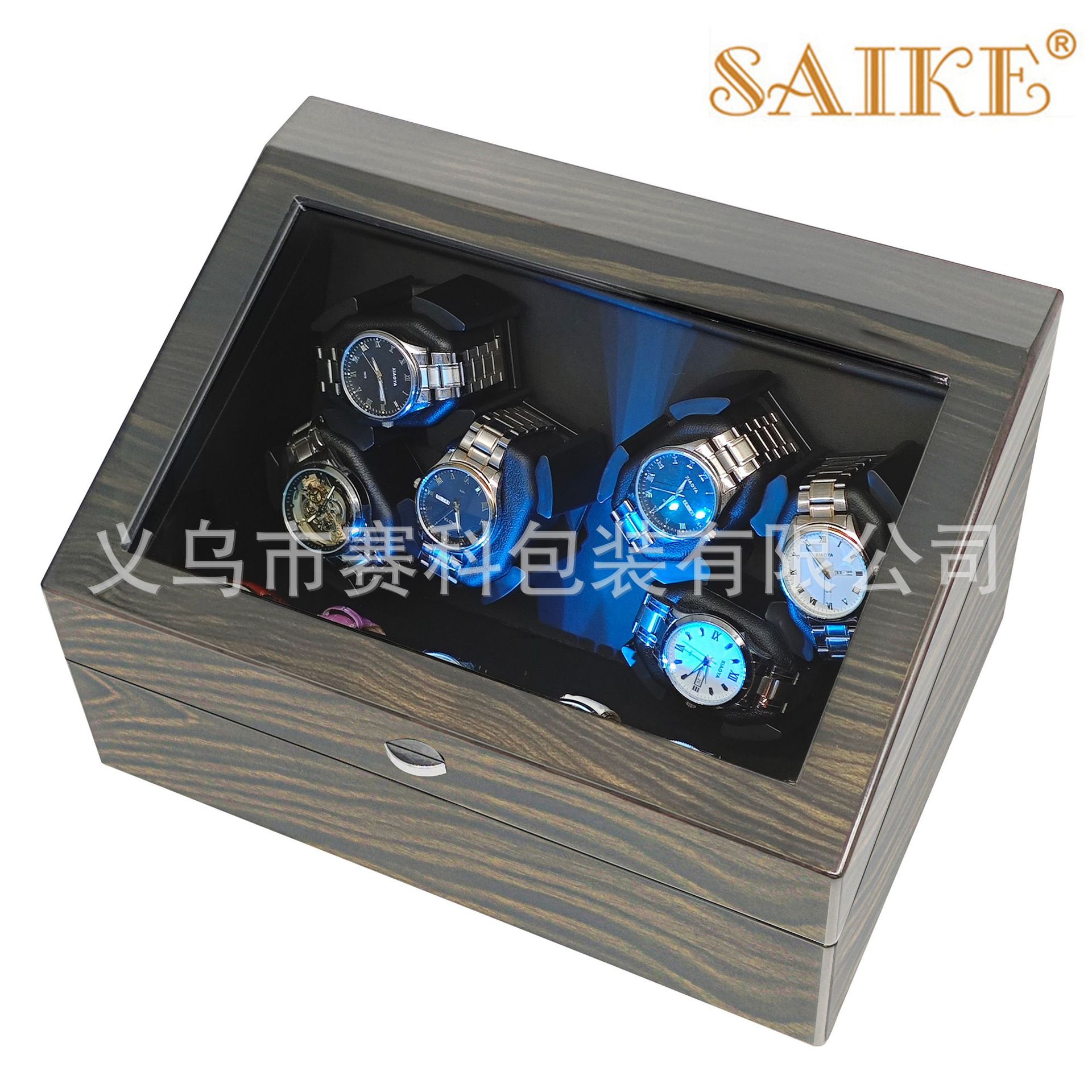 现货黄金檀纹木质高光烤漆6+6表位自动机械手表摇表器电动表盒家