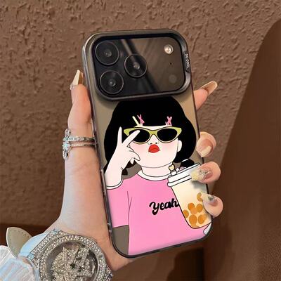 奶茶萌妹女孩适用vivoS50Promini手机壳S30s20s19s18s17彩银磨砂X300X200S学生Y500y300Ty200iy100iy78+y36m