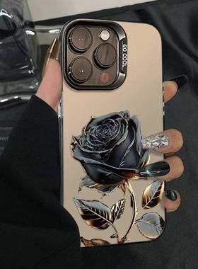 暗黑黑金玫瑰适用一加ACE6T/5至尊版手机壳一加1513T12/11R彩银磨砂ACE5竞速版学生OnePlusACE3V/2Pro保护套